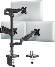 MOUNTUP Triple Monitor Mount Fits Max 32 Inch Screen, Holds 4.4-17.6lbs, 3 Monitors Desk Mount, Triple Monitor Stand for Desk, Gas Spring Arm with Clamp/Grommet Base, VESA 75x75/100x100 MU6013A