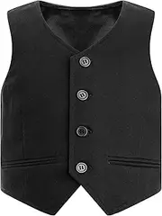 [Aislor] Kids Boys Gentlemen Party Vest Back Strap Pointed Waistcoat for Stage Performance Wedding Prom