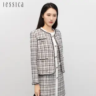 JESSICA - 氣質修身顯瘦花呢小香風外套233301（黑白）