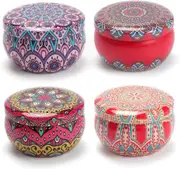 Set of 4 Scented Candles 2.8 Oz Mini Tinplate Lidded Jar Candles Lavender Rose Vanilla Lemon Scent for Yoga Bedroom Christmas