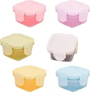Mini Food Storage Containers, 6Pcs Salad Dressing With Leakproof Lids, Small Plastic Condiment, Mini Freezer Storage for Lunch Box