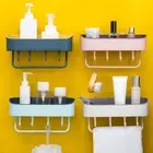 Wall-mounted Rack With Hooks Punch-free Storage Racks Bathroom Kitchen Shelf