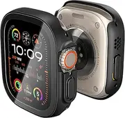 SPIGEN Thin Fit 360 Screen Protector Case Designed for Apple Watch Ultra 2/1 49mm Slim Hard Cover + Tempered Glass Cover - Black