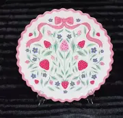 Pink Bow Strawberry Purple Daisy Valentine's Melamine Serving Tray 15" Wavy Edge