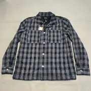 NEW MEN S A.P.C. Blue Lined PLAID FLANNEL OVERSHIRT Shacket Lumbjerjack-M-8918