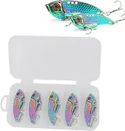 Trout Lures for Lake Fishing - 5X Metal Fishing Bait,Angler Accessories with Storage Box, Metal Design with Hooks for Bass, Catfish, Saltwater, Freshwater, Hiking, Outdoor