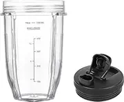 18OZ Replacement Cup Set with Sip n Seal Lid for Ninja Auto iQ Blenders - Compatible with BL450, BL454, BL456, BL480, BL482, BL640, BL642, BL682, BN751, BN801 Models (Single Pack)