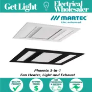 Martec Phoenix Bathroom Heater Exhaust Fan With Tri Colour LED Light 3 in 1