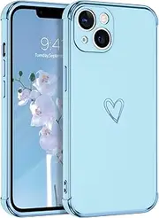 BENTOBEN for iPhone 13 Mini Phone Case, Cute Heart Pattern Slim Fit Soft Flexible Shockproof TPU Bumper Protective Women Girls Boys Men Non-Slip Lightweight Cover for iPhone 13 Mini 5.4 Inch, Blue