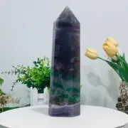 5.05LB Natural Fluorite Crystal Obelisk Quartz Tower Healing Wand Point
