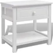 vidaXL Bedside Cabinet Wood White Bedroom Lamp Nightstand Drawer End Table