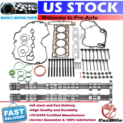 Intake Exhaust Camshaft & Head Gasket Set w/ Bolts For Saturn Vue Sky Aura 2.4L