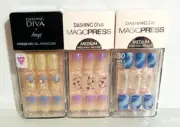 New Dashing Diva Manicure Nails Glitter Blue Purple 3 Sets No Glue Magic PressOn
