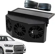 Car Window Vent Fan - Solar Powered Exhaust Fan, 3-Outlet Car Window, Quiet Ventilator | 1600mAh Battery, Energy Efficient Cooling, Ventilation System for, Truck, Vehicles