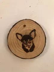 2.5” Hand Burned Pyrography Ornament “Chihuahua”