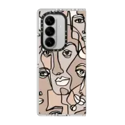 Galaxy Z Fold7 Clear Magnetic Case FACE MOSAIC SKETCH 4 DARK SKIN IPHONE, ABSTRACT MINIMAL PEOPLE MEN ILLUSTRATION COOL DAD By Ebi Emporium