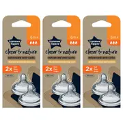 6pc Tommee Tippee Closer To Nature Advanced Anti-Colic Fast Flow Teats 6M+