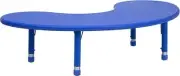 35'' x 65'' Half Moon Height Adjustable Blue Plastic Kid's Activity Table
