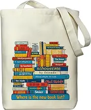 [itgowisa] Canvas Tote Bag, Zipper Tote Bag for Women, Tote Bag with Zipper Inner Pocket Pattern Lightweight Daily Bag Book Bag