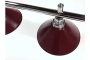 Pool Snooker Billiard Table Lighting - LARGE Chrome Light (4 x Burgundy Shades)
