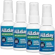 Allday Dry Mouth Spray - Maximum Strength Xylitol, Fast Acting, Long Lasting, Non-Acidic (Pack of 4)