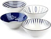 Porcelain Bowls Set of 4, Ceramic Salad Bowl, Large Serving Bowl for Desserts, Ramen, Pho, Noodles, 35 Ounce,8-inch Pho, Noodles, Asian Dishes, Set of 4