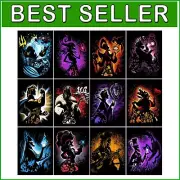 High-Quality 5D Diamond Art Kits for Adults - 12 Packs of Anime Masterpieces