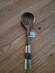 Cravings By Chrissy Teigen 2 Pc Acacia Wood & Metal Handle Salad Serving Set NEW