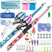 WIDDEN Kids Fishing Pole, Portable Telescopic Kids Fishing Poles for Boys and Girls, Fishing Rod and Reel Combo Kit with Tackle Box, and Fishing Net, Best Fishing Pole for Toddler Youth