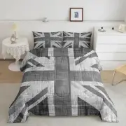 Feelyou United Kingdom Flag Comforter Union Jack Bedding Set Grey UK Flag Com...