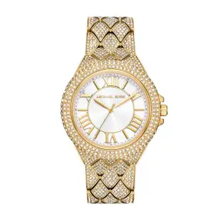 【Michael Kors 官方直營】Camille 奢華滿鑽女錶 金色不鏽鋼錶帶 43MM MK4800
