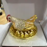 Jeweled Collection Hen With Eggs Hinged Box New With Box