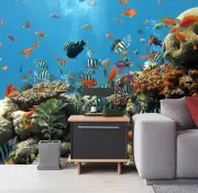 3D Undersea Fishes Self adhesive Wallpaper Wall Sticker Kid's Bedroom Home Mural