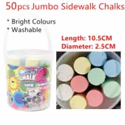 50pcs Jumbo Coloured Sidewalk Chalks in Bucket Washable Large Street Arts Craft