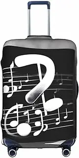 [pvinnk] Black White Music Note Print Protective Luggage Cover Elastic Washable Suitcase Travel Gear Protector, White, Medium