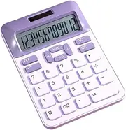 Mechanical Calculator 12 Digit Large Solar Power and Display Big Button Cute Candy D Calculator Suitable for Office School Home for Students Accountant - Purple Purple