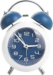 Alarm Clock Twin Bell Loud Alarm Clock Metal Frame with Backlight Battery Operate Desk Table Alarm Clock for Home Dormitory and Office Clock for Bedroom(Blue)