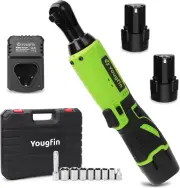 Cordless Electric Ratchet Wrench 3/8", Power Socket Wrench 40 Ft-Lbs, Brushless