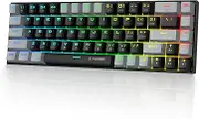 HUO JI 65% RGB Gaming Keyboard, E-YOOSO Z-686 Wired 68 Keys Mechanical Keyboard, Clicky Blue Switches, Pro Software Supported, Detachable USB-C Cable, Separate Arrow Keys - Black/Grey