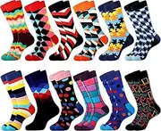 [Jeasona] Mens Funny Fun Crazy Funky Dress Crew Socks Gifts for Men Dad Grandpa