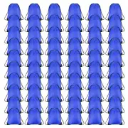 60Pcs Drawstring Backpack Bulk Draw String Bags Gym Cinch Sack Blue