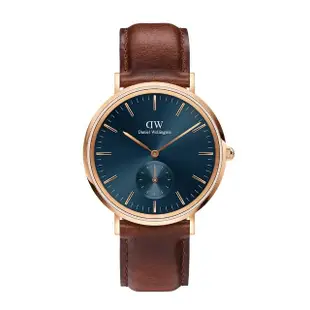 【Daniel Wellington】DW CLASSIC MULTI EYE 40mm 小三針極光藍棕色皮革錶(兩色任選)