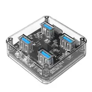 Orico MH4UC-C3-10-CR-BP USB-C to 4x USB-A 5Gbps Transparent HUB - with USB-C to UBS-C Cable [ORICO-MH4UC-C3-10-CR-BP]