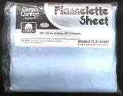 Flannelette Double Flat Bed Flannel Sheet Blue Vintage New Sealed Bibb Cotton