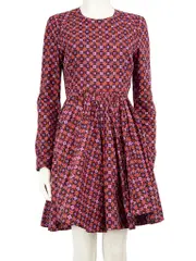 Abstract Pattern Round Neck Dress