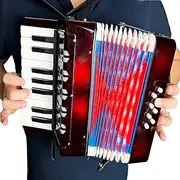 KUYT SDFEGHT Accordion 17 Keys 8 Bass, Early Learning Enlightenment Instrument, Toys for Children and Adult Beginners