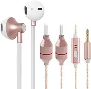 ibrain Air Tube Headphones Airtube Earbuds Wired with Patented Air Tube Technology for a Safe Listening Mode Air Tube Headset Noise Isolating in-Ear Earbud with Mic & Volume Control - Rose Gold