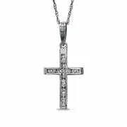 Natural Diamond Accent Cross Pendant in 10K White Gold