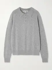 [ÉTERNE] ÉTERNE - Brady Cashmere Polo Sweater - Gray - L/XL L/XL Gray