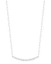 Glaze Jewelry Silver CZ Large Bar Necklace